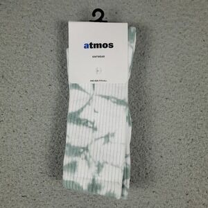 Atmos Socks Mens Size 9-11 White Gray Knitwear Crew Cut Japan